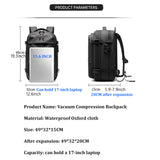 Expandable Waterproof Travel Backpacks Men Business Laptop Backpack With Valve Vacuum Compression Backpack