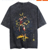 Diablo anime print street retro t-shirt street trendy round neck short sleeved t-shirt for men