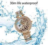 MISSFOX V227  Women Quartz Watch Fashion Bling Casual Ladies Watch Female Quartz Gold Watch Crystal Diamond Leopard For Women Clock - Emete store