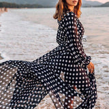 Loose chiffon polka dot cardigan beach cover-up holiday bikini top sun protection top for women