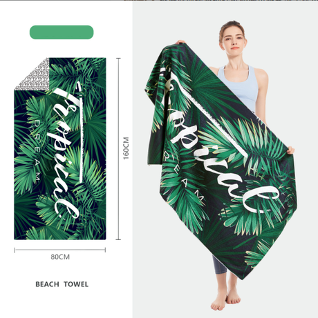 Double sided velvet microfiber beach towel absorbent and quick drying bath towel can be customized pattern - Emete store