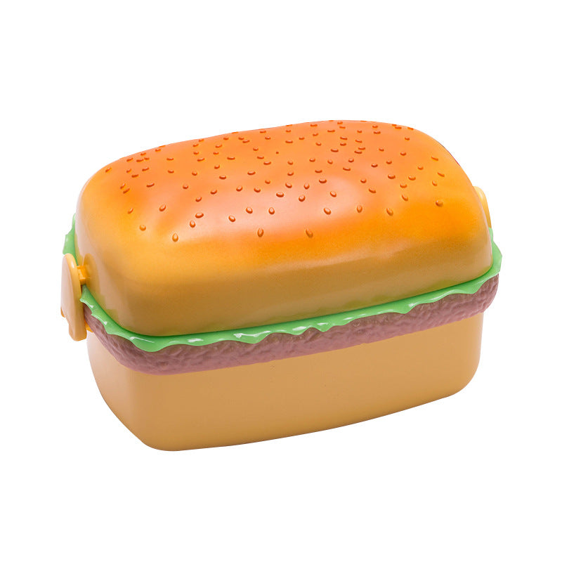 Cute Hamburger Three-Layer Portable Lunch Box Student Lunch Box Fruit Box Cartoon Children's Lunch Box Can Be Heated