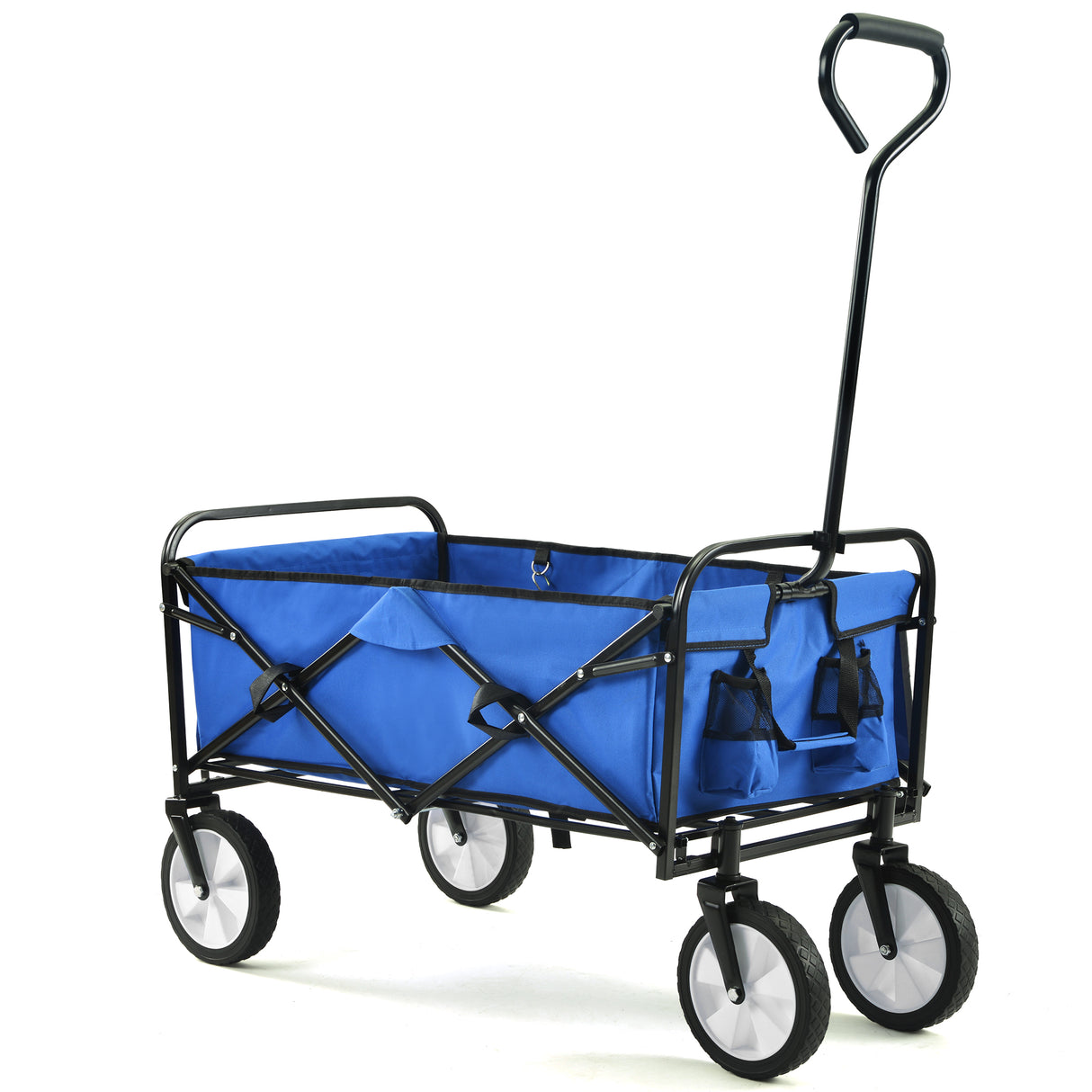 Folding Wagon Garden Shopping Beach Cart   (Blue)