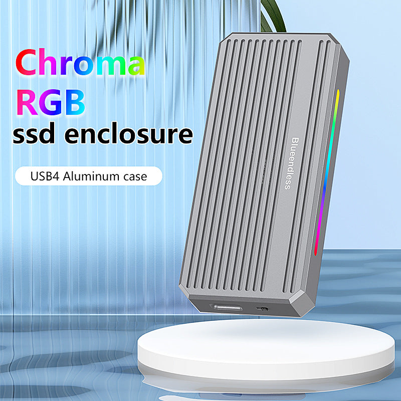 USB4 hard drive box M2 NVME solid-state drive reader 40G Thunderbolt 4 portable hard drive box with RGB light external - Emete store