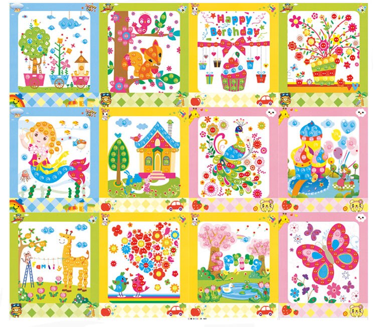 8Pcs Kids DIY Button Stickers Drawing Toys