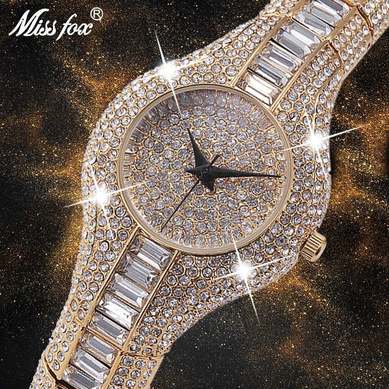 MISSFOX V196 30mm Small Womens Watch Shockproof Waterproof Luxury Ladies Ar Metal Watch bracelets Rhinestone Bu Cheap Chinese Watches - Emete store