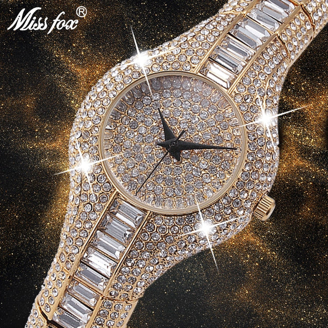 MISSFOX V196 30mm Small Womens Watch Shockproof Waterproof Luxury Ladies Ar Metal Watch bracelets Rhinestone Bu Cheap Chinese Watches - Emete store