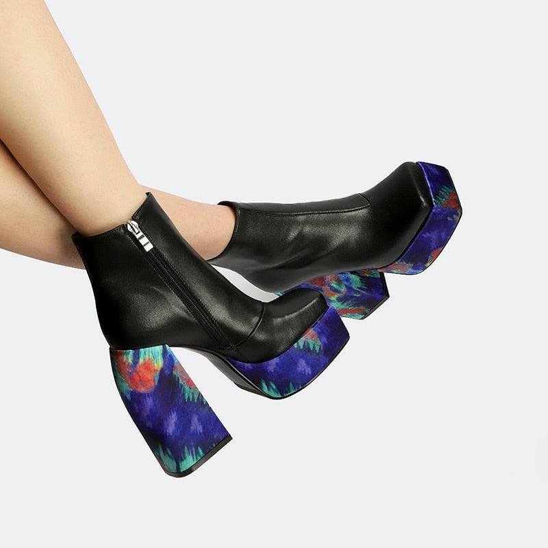 Printed Leather Platform Boots eprolo