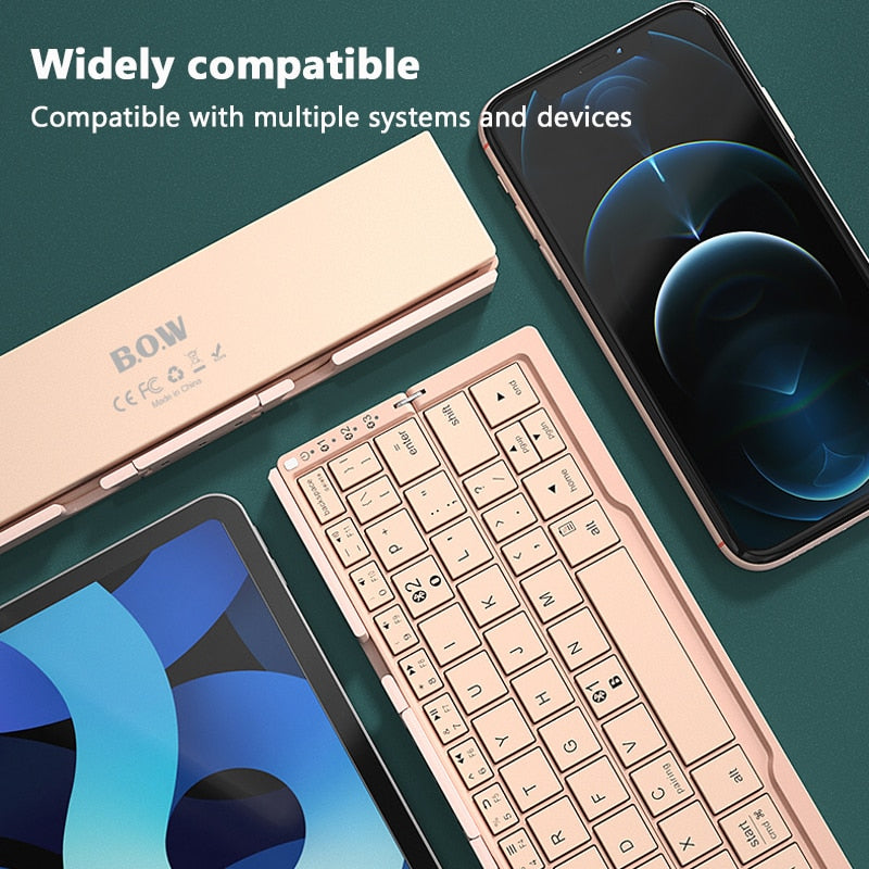 Mini Folding Keyboard Wireless Bluetooth-compatible Keyboard Foldable Keypad For Laptop Windows Android Tablet ipad Phone - Emete store
