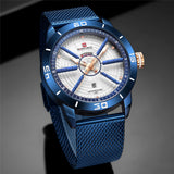 NAVIFORCE Mens Watches Top Brand Luxury Sport Watch Mesh Steel Date Week Waterproof Quartz Watch for Men Clock Relogio Masculino - Emete store