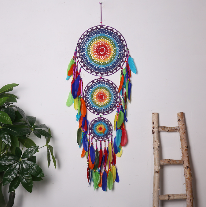 Indian Style Creative Three Ring Dream Catcher Home Decoration Hanger Dream Catcher Festival Decoration Hanger Wall Hanger