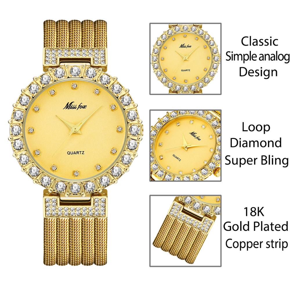 MISSFOX  Women Watches Luxury Brand Watch Bracelet Waterproof Big Lab Diamond Ladies Wrist Watches For Women Quartz Clock Hours - Emete store