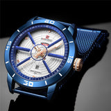 NAVIFORCE Mens Watches Top Brand Luxury Sport Watch Mesh Steel Date Week Waterproof Quartz Watch for Men Clock Relogio Masculino - Emete store