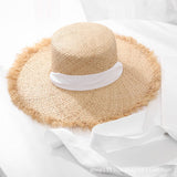 Strap Lafite straw hat for women with large brim in summer seaside Sun hat summer sun beach holiday beach hat