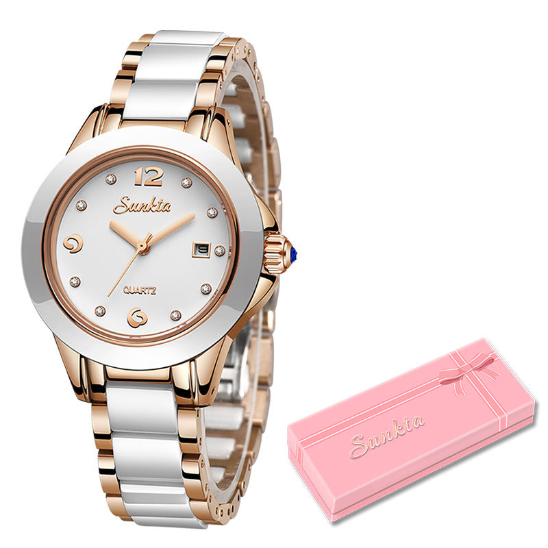 Sunkta Fashion Women's Watch Rose Gold Women's Watch Creative Waterproof Quartz Women's Watch - Emete store