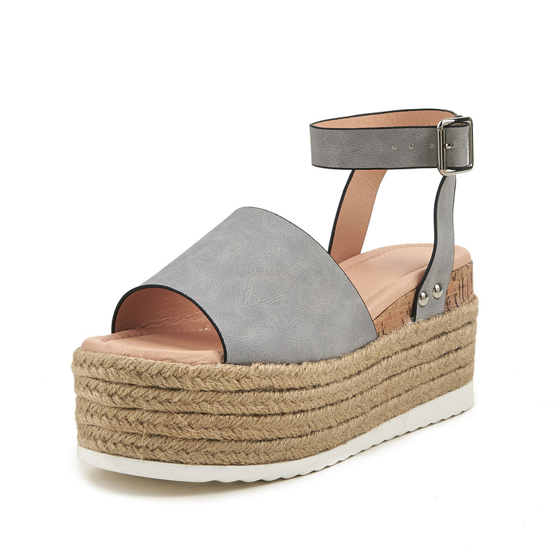 Hemp Rope Wedge Platform Sandals - Emete Store