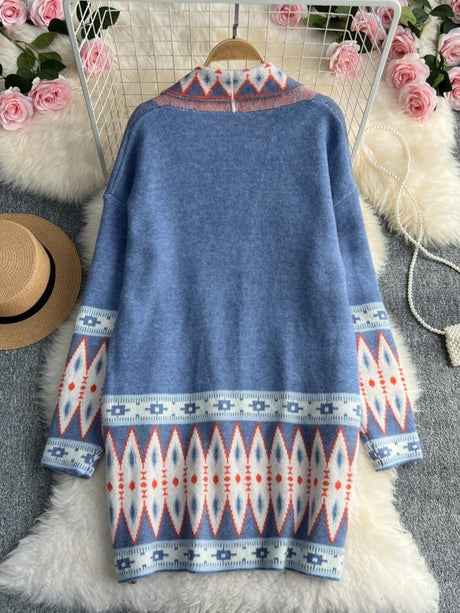 Loose Knitted Cardigan Coat Cloak Retro Style Korean Fashion Knitted Cardigan - Emete Store