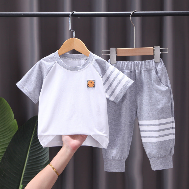 Children's Clothing Boys Summer Suits Casual Korean Version Children's Summer Baby Short Sleeve Two-Piece Suit