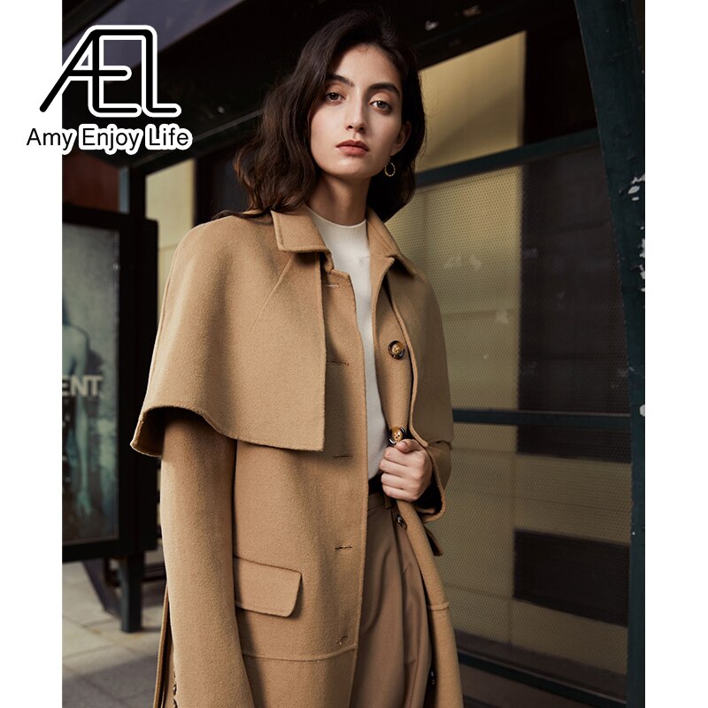 High End Reversible Cloth Shawl Waist Wool Coat Winter New Long Coat - Emete Store