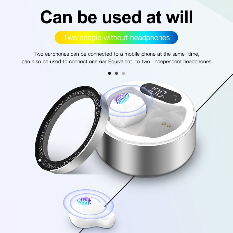 x26 Ultra Small Mini Hidden Wireless Bluetooth 5.0 Earphone Touch Control Portable Charging Case Earbuds TWS Sport Headset - Emete store