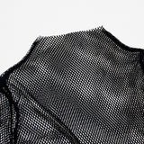 Fishnet Mesh See-through Black shirt