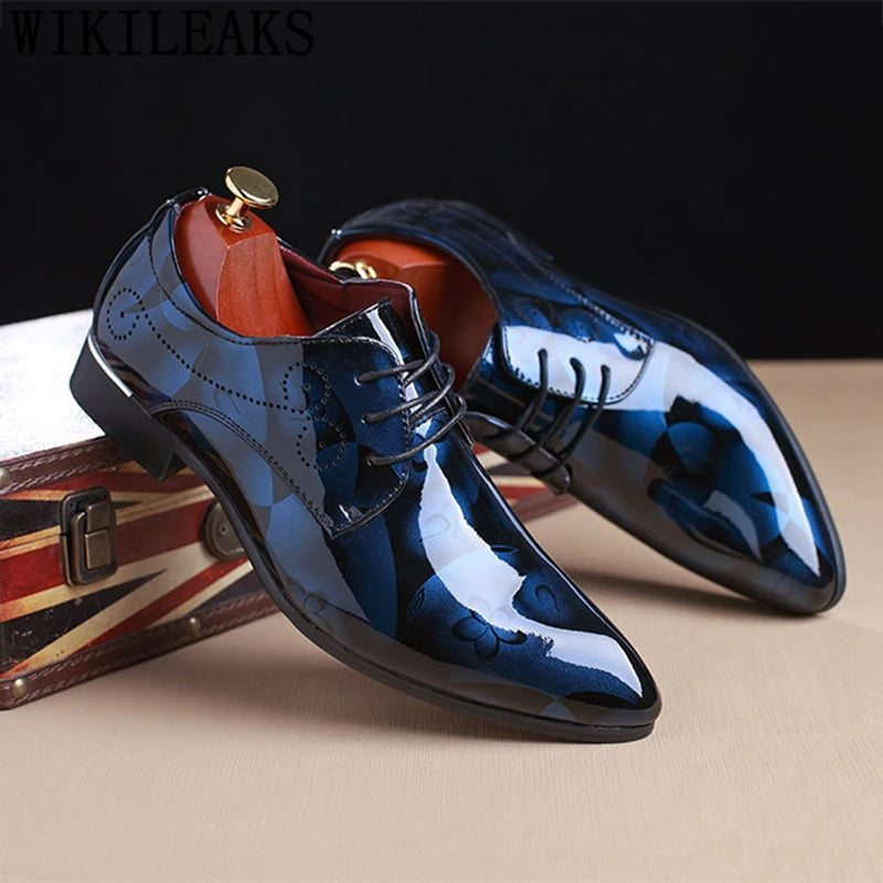 Office Men Dress Shoes Floral Pattern Men Formal Shoes Leather Luxury Fashion Groom Wedding Shoes Men Oxford Shoes Dress 37-50