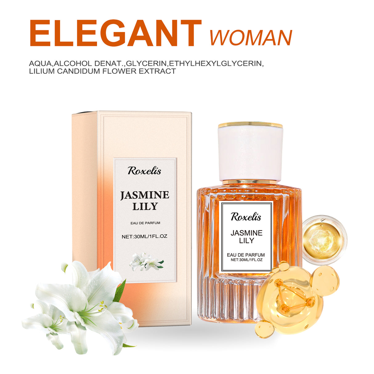 Lily Women Pheromone Perfume, Wrist Behind Ear Neck Natural Long-Lasting Light Fragrance Delicate Elegance Exudes Feminine Charm - Emete store