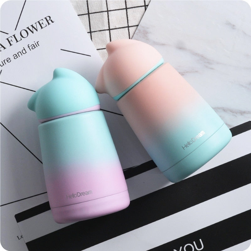 Cute Cat  Water Bottle Girl Woman Lovers Hot Stainless Steel Water Bottle Coffee Milk Cute Water Bottle Girl Drinkware