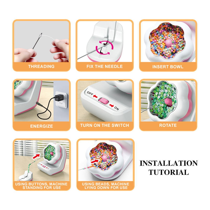 Electric automatic beading machine beading bowl DIY manual beading machine soft ceramic rice bead beading tool beading tool - Emete Store