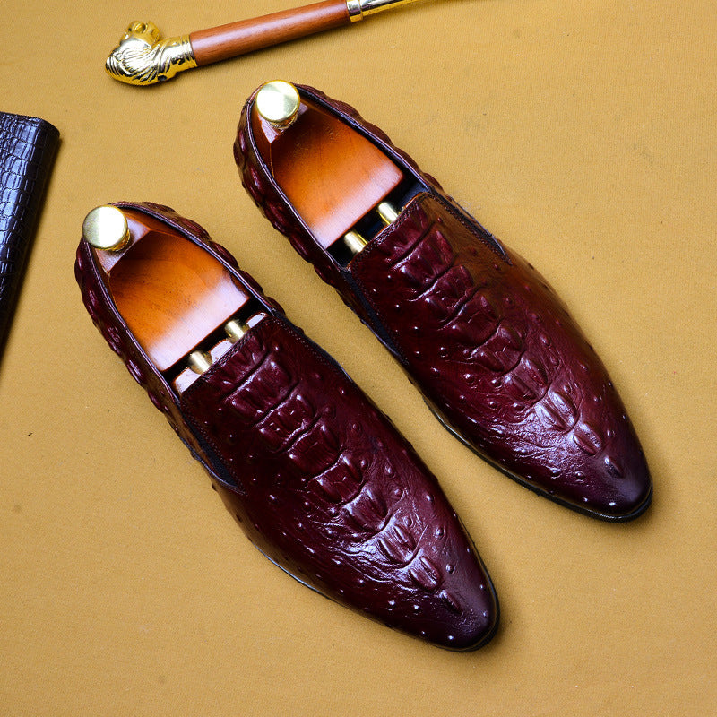 Men's Leather asual business breathable crocodile pattern trendy men's shoes - Emete Store