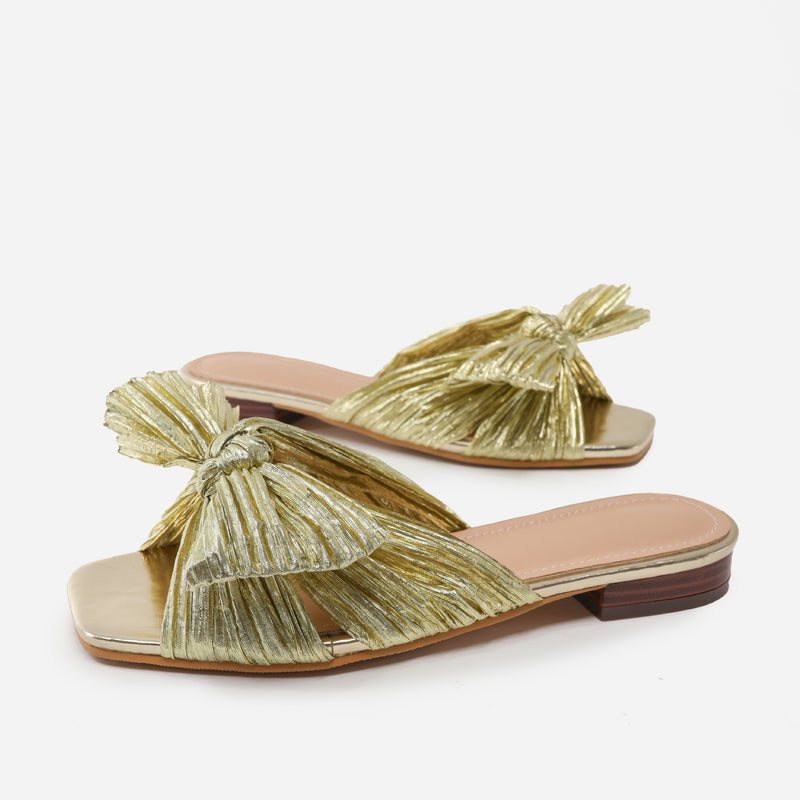 Bow Mesh Slippers: Women's Summer Flat Sandals - Emete Store