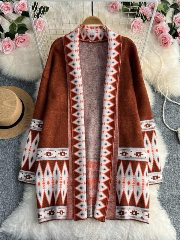 Loose Knitted Cardigan Coat Cloak Retro Style Korean Fashion Knitted Cardigan - Emete Store