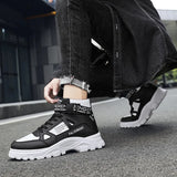 Men's Boots New Casual Fashion Men's Ankle Boots  Retro Sports Platform Sole Heightening Ankle Men Boots Lace-up Shoes for Men