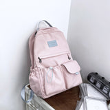 Canvas Schoolbag Girls Japanese Ins Junior High School Students Large Capacity Backpack Simple Trendy Casual Schoolbag