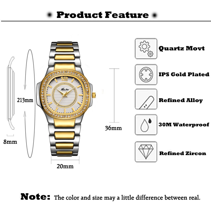 Missfox 2549 Women Watches Women Fashion Watch Geneva Designer Ladies Watch Luxury Brand Diamond Quartz Gold Wrist Watch Gifts For Women - Emete store