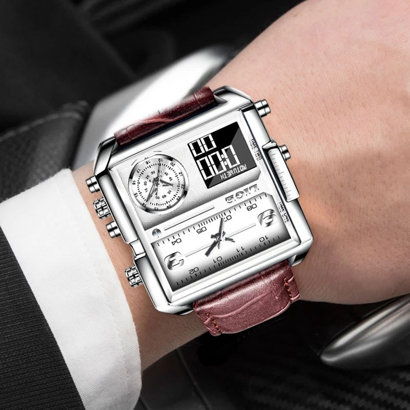 Lige New Electronic Quartz Dual Display Watch Men's Waterproof Watch Multi-Function Electronic Watch Quartz Watch - Emete store