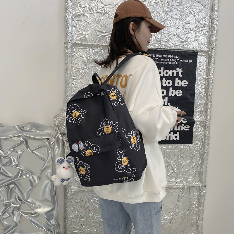 Backpack Girl Simple Personality Ins Large Capacity Travel Backpack Casual High School University School Bag