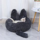 Round Cat House All Season Long Plush Pet House Cat House Warm Pet Supplies Dog Bed Pet Bed Pet Mat - Emete store