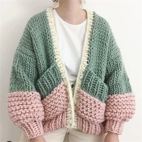 Boho Inspired HANDMADE cardigan puff sleeve women cardigan women warm winter cardigans sweaters new fashion knitwear outwear - Emete Store