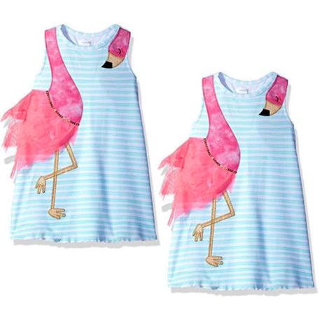 Summer Kids irls Dress Baby Girls Bird Cartoon Striped Party Pageant Toddler Fashion Holiday Beach Dress Children Clothes - Emete store
