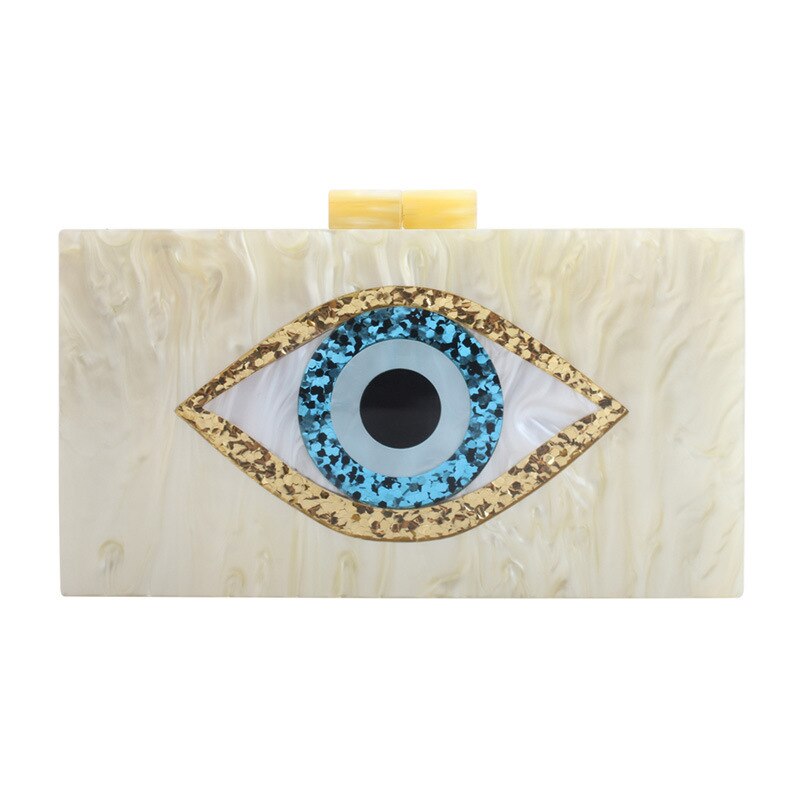 Eyes on You: Acrylic Clutch with Dazzling Sequined Eye Design - Emete Store