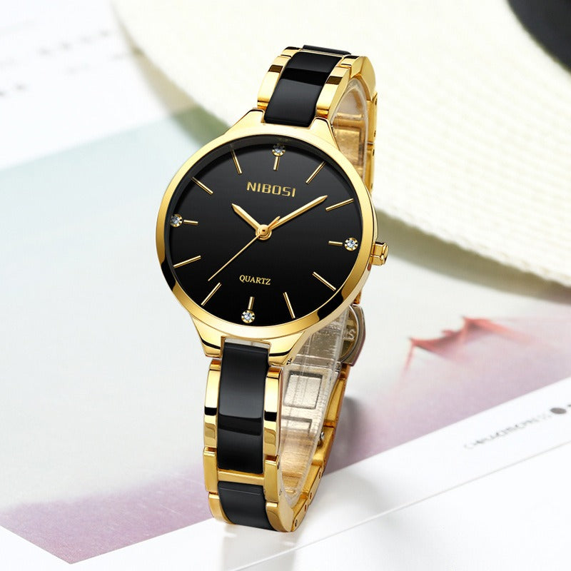 NIBOSI Luxury Ceramic Bracelet Watches Ladies Creative Quartz Watch For Women Female Clock Relogio Feminino Montre Femme 2330 - Emete store