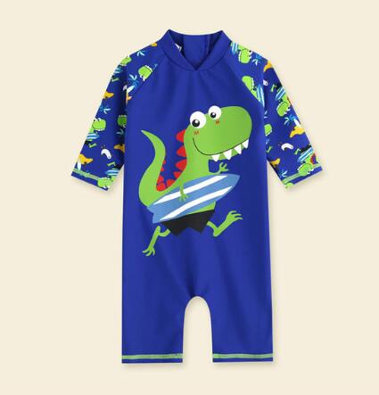 Swimwear Baby Kids Long Sleeve Blue Fish Baby Boy Swimwear Suits One Piece Swimsuit Baby Swimsuit Bathing Suits 80-130cm Baby