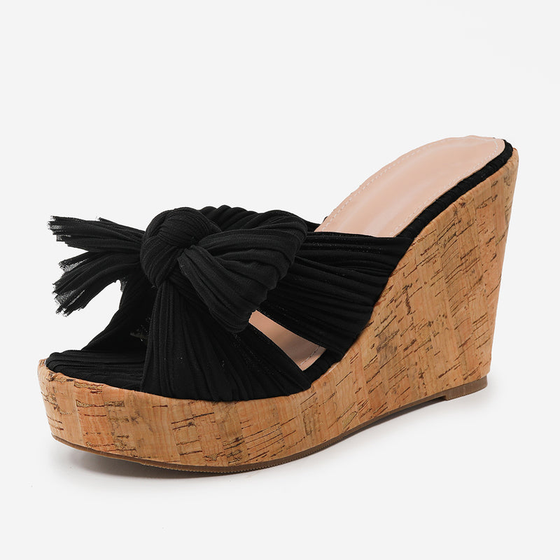 Bow Wedge Sandals - Emete Store