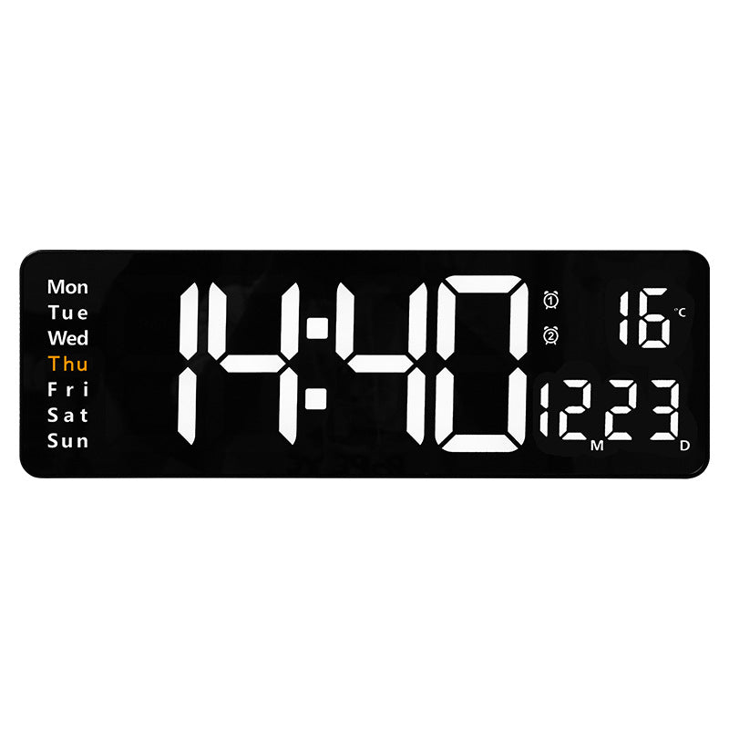 13/16 Inches Large LED Digital Wall Clock ,Wall Mounted Remote Control Temperature Date Week Display Timer Dual Alarm Clock