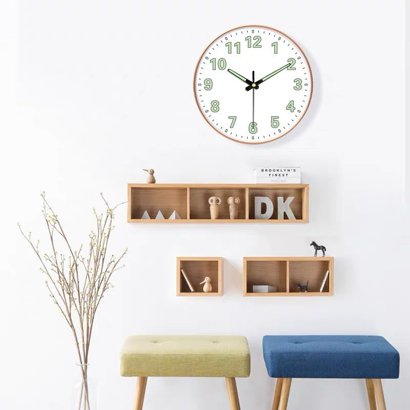 8-inch [20CM] creative living room clock, night light bedroom, simple and non perforated clock wall, clock watch wall