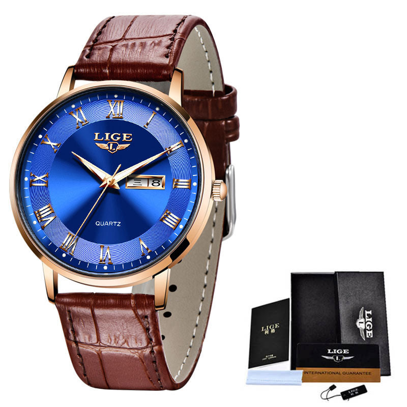 LIGE Ultra Thin Ladies Quartz Watch Classic Women's Watch Dual Calendar Waterproof Watch Milan Mesh Strap Watch - Emete store