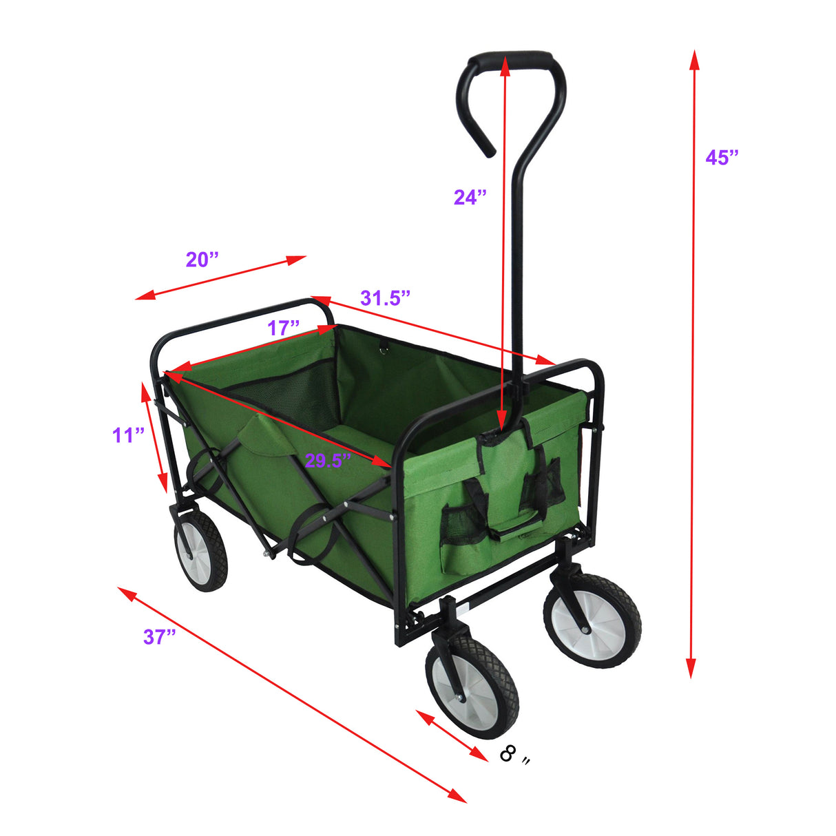 Folding Wagon Garden Shopping Beach Cart (Green)