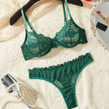 Melbourne Australia Shopping - Ultra-thin Green Lace Bra Set - Emete store