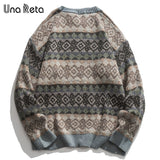 Una Reta Geometry Men's Sweater New Autumn Winter Hip Hop Sweater Men Streetwear Print Pullover Tops Harajuku Couple Sweater - Emete Store